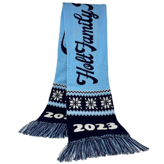 Customizable Scarf with 'Holt Family' and '2023' text on a white background