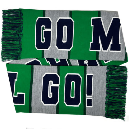Scarf with 'GO MICHAEL GO!' text in green, gray, and navy colors