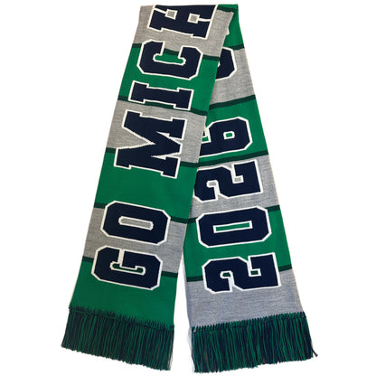 Colorful scarf with 'GO MICHAEL GO' and '2026' text on a white background